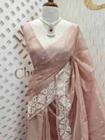 Tissue silk with geometric pattern on border - Image 5