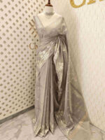 Tissue silk with 3 flower plant design on border - Image 6
