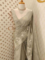 Tissue silk with 3 flower plant design on border - Image 8