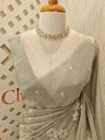 Tissue silk with 3 flower plant design on border - Image 7