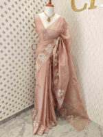 Tissue silk with 3 flower plant design on border - Image 3