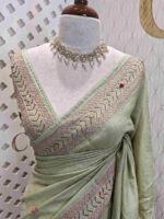 Tussar with lambani and rough finish flower detail - Image 6