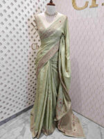 Tussar with lambani and rough finish flower detail - Image 5