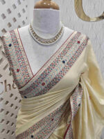 Tussar with lambani and rough finish flower detail - Image 2