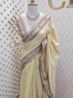 Tussar with lambani and rough finish flower detail
