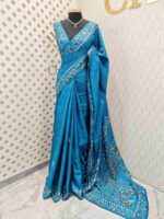 Tussar with herringbone flower and leaf border stitch - Image 4