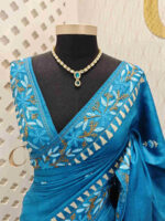 Tussar with herringbone flower and leaf border stitch - Image 5