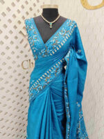Tussar with herringbone flower and leaf border stitch - Image 6