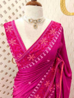 Tussar with herringbone flower and leaf border stitch - Image 2