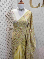 Tussar with bias tie and contrast knot strock thread work