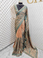 Tussar with mehandi mango kantha work - Image 5