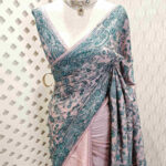 Tussar with mehandi mango kantha work