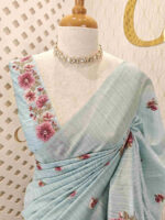 Linen with cross stitch mini flower garden - Image 12