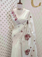 Linen with cross stitch mini flower garden - Image 9