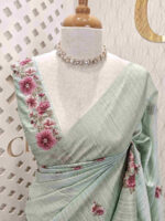 Linen with cross stitch mini flower garden - Image 8