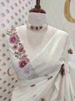 Linen with cross stitch mini flower garden - Image 7