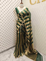 Organza banarasi with thick golden strips - Image 3