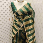 Organza banarasi with thick golden strips