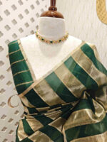 Organza banarasi with thick golden strips - Image 2