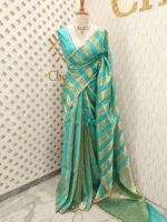 Organza banarasi with thick golden strips - Image 4