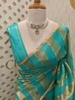 Organza banarasi with thick golden strips - Image 6