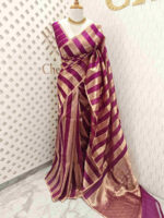 Organza banarasi with thick golden strips - Image 20