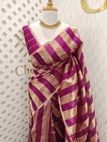 Organza banarasi with thick golden strips - Image 19