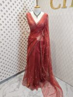 Organza with small mango cut beads and stone design - Image 13