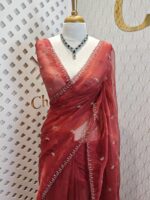 Organza with small mango cut beads and stone design - Image 14