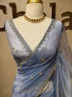 Organza with small mango cut beads and stone design - Image 28