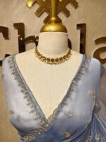 Organza with small mango cut beads and stone design - Image 29