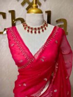 Organza with small mango cut beads and stone design - Image 43