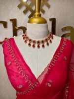 Organza with small mango cut beads and stone design - Image 44