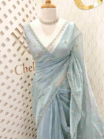 Organza with small mango cut beads and stone design - Image 8