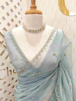 Organza with small mango cut beads and stone design - Image 7