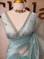 Organza with small mango cut beads and stone design - Image 34