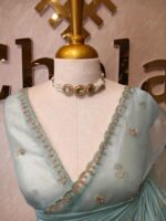 Organza with small mango cut beads and stone design - Image 35