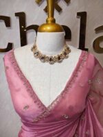 Organza with small mango cut beads and stone design - Image 38