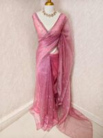 Organza with small mango cut beads and stone design - Image 39