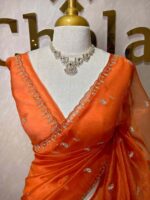 Organza with small mango cut beads and stone design - Image 46