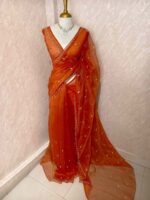 Organza with small mango cut beads and stone design - Image 48