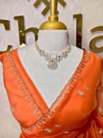 Organza with small mango cut beads and stone design - Image 47