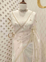 Organza with small mango cut beads and stone design - Image 6