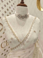 Organza with small mango cut beads and stone design - Image 4