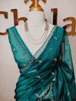 Organza with small mango cut beads and stone design - Image 49