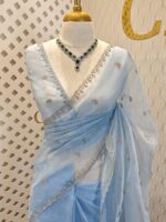 Organza with small mango cut beads and stone design - Image 17