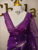 Organza with small mango cut beads and stone design - Image 52