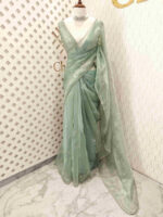 Organza with small mango cut beads and stone design - Image 3