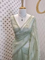 Organza with small mango cut beads and stone design - Image 20