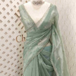 Organza with small mango cut beads and stone design